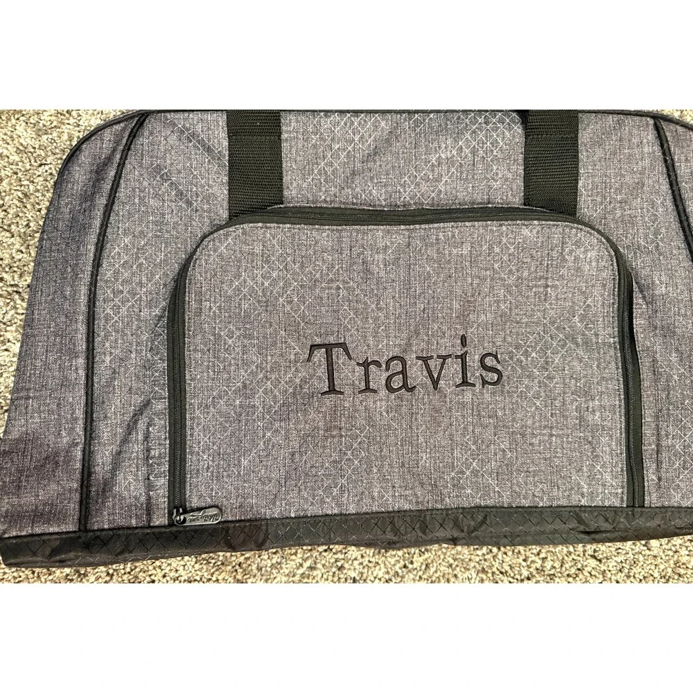 Thirty One All Packed Duffle Gym Sports Bag Duffel Monogram TRAVIS NEW Shoe Area